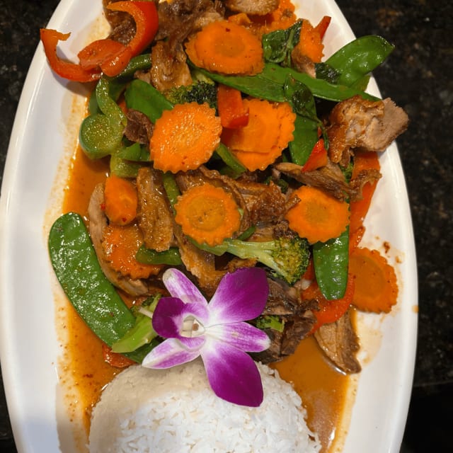 Pink Basil Signature Entree.